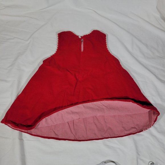 MARY JAMES Christmas dress - Size 2T - corduroy red with gingham ribbon trim, bo - Picture 5 of 10